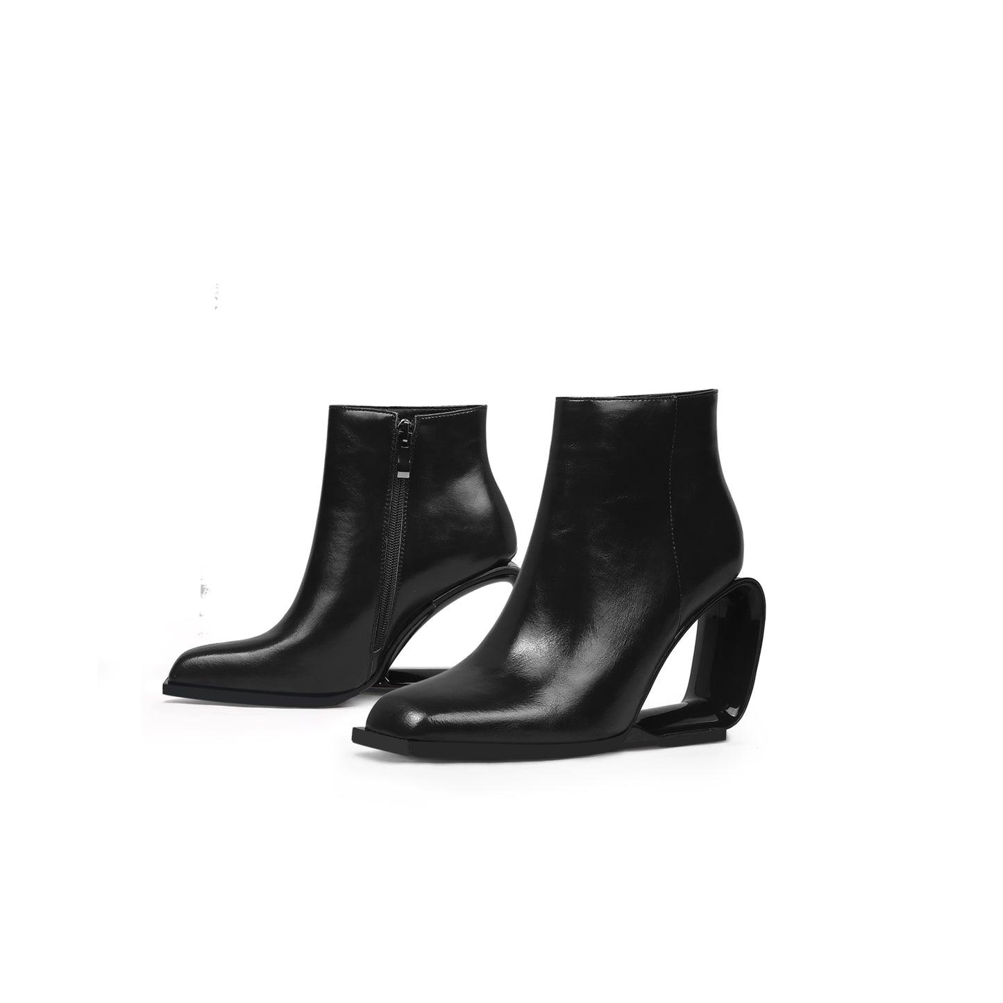 venus hollow wedge leather boots all black 6