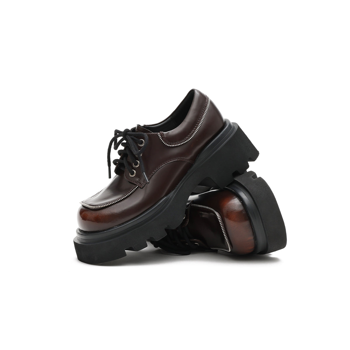 versatile chunky round toe leather shoes all maroon 5