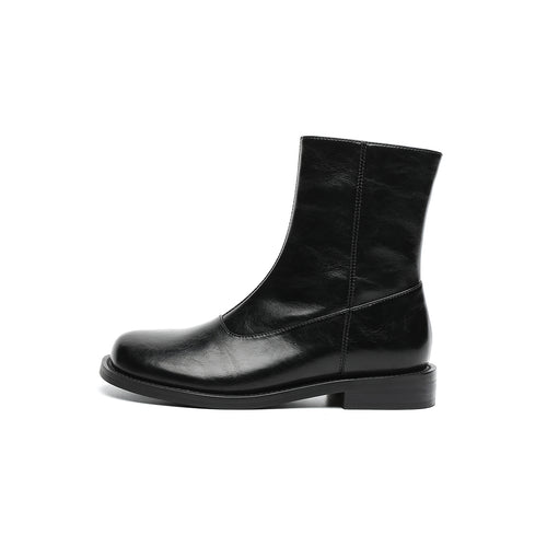 versatile flat fleece lined martin mid calf boots all black 1