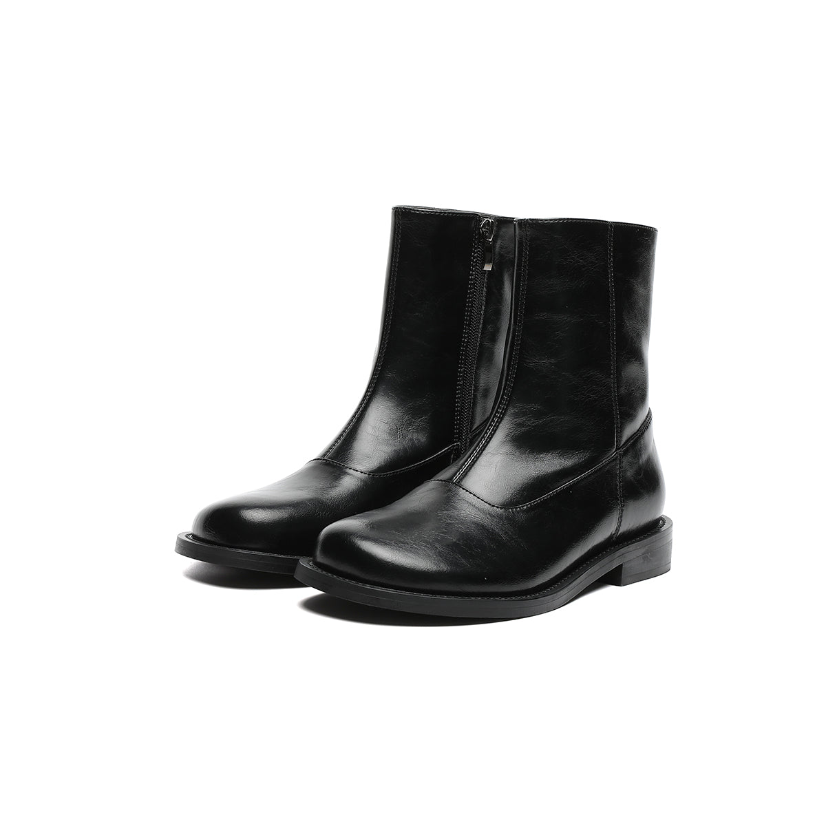 versatile flat fleece lined martin mid calf boots all black 2
