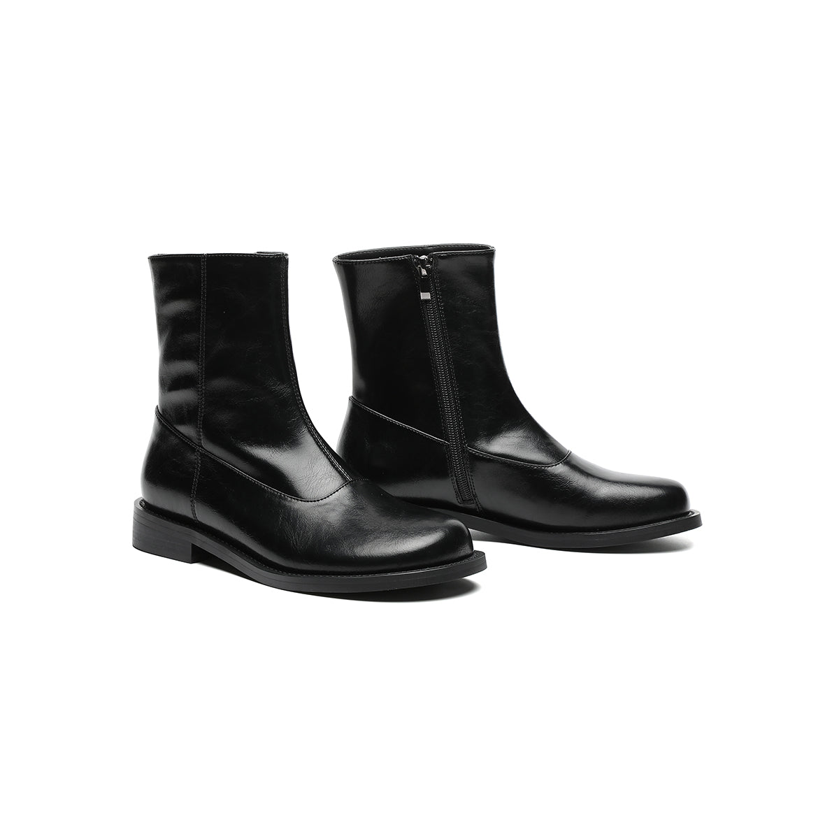 versatile flat fleece lined martin mid calf boots all black 4