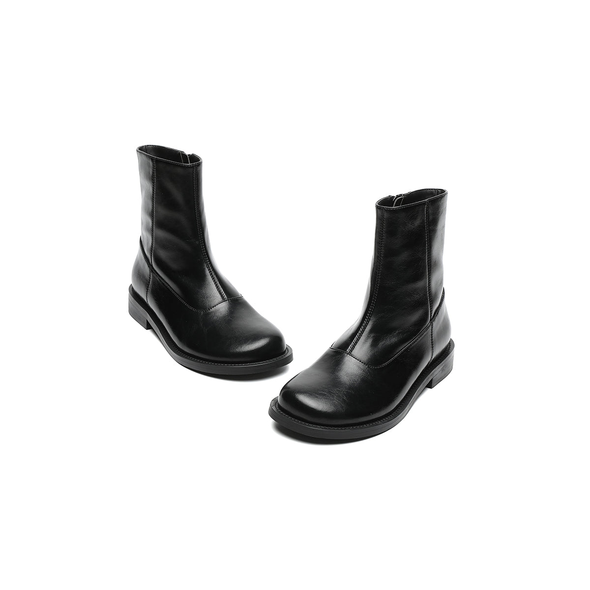 versatile flat fleece lined martin mid calf boots all black 5
