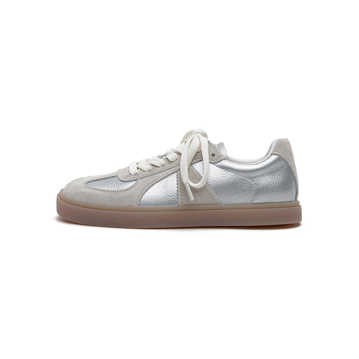 versatile lightweight flat casual sneakers all silver 1