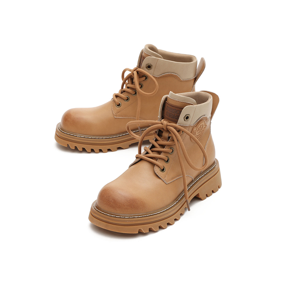 versatile round toe lace up platform martin boots all apricot 5