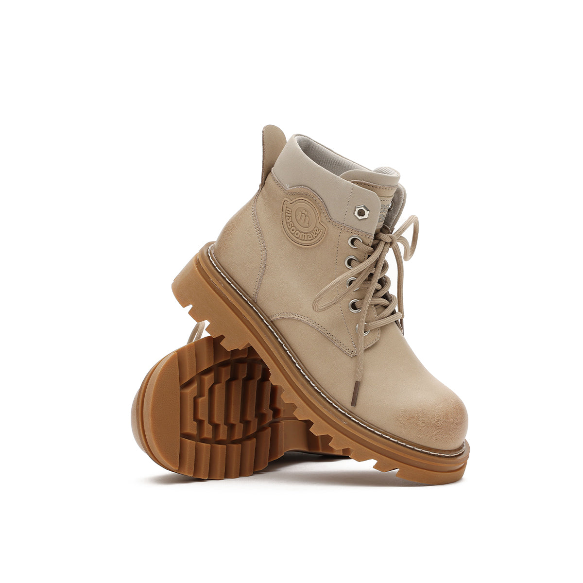 versatile round toe lace up platform martin boots all khaki 4