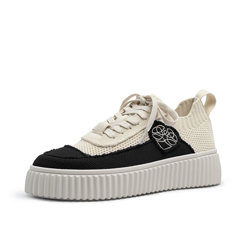 versatile round toe thick soled casual sneakers all black 2