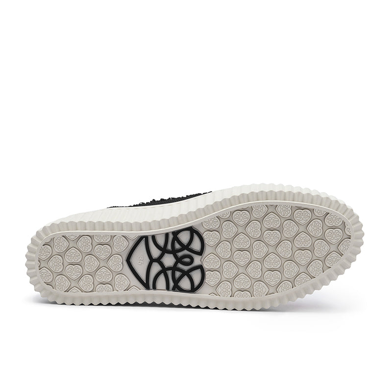 versatile round toe thick soled casual sneakers all black 3