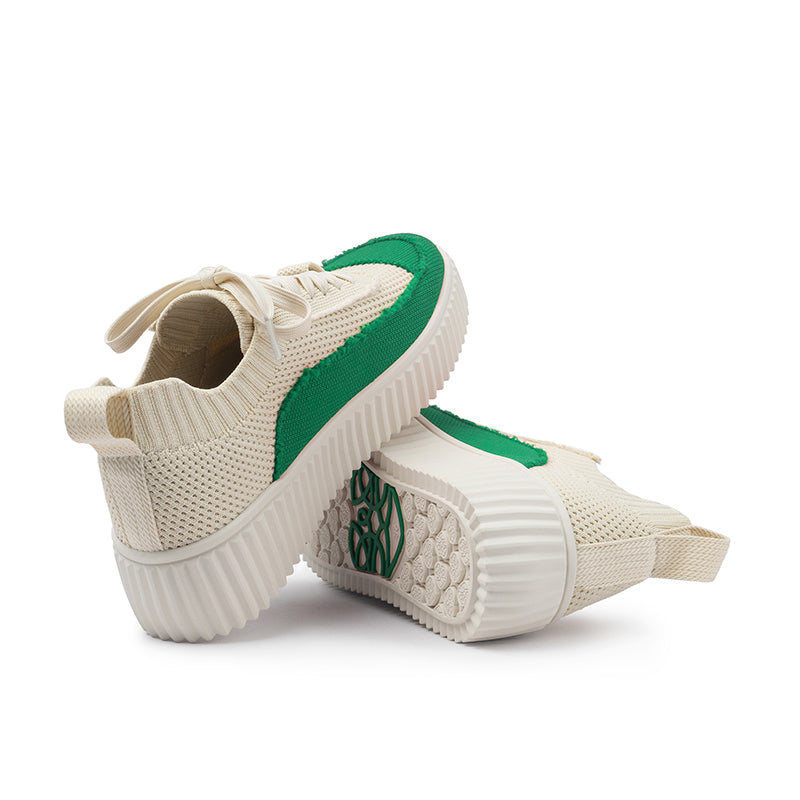 versatile round toe thick soled casual sneakers all green 3