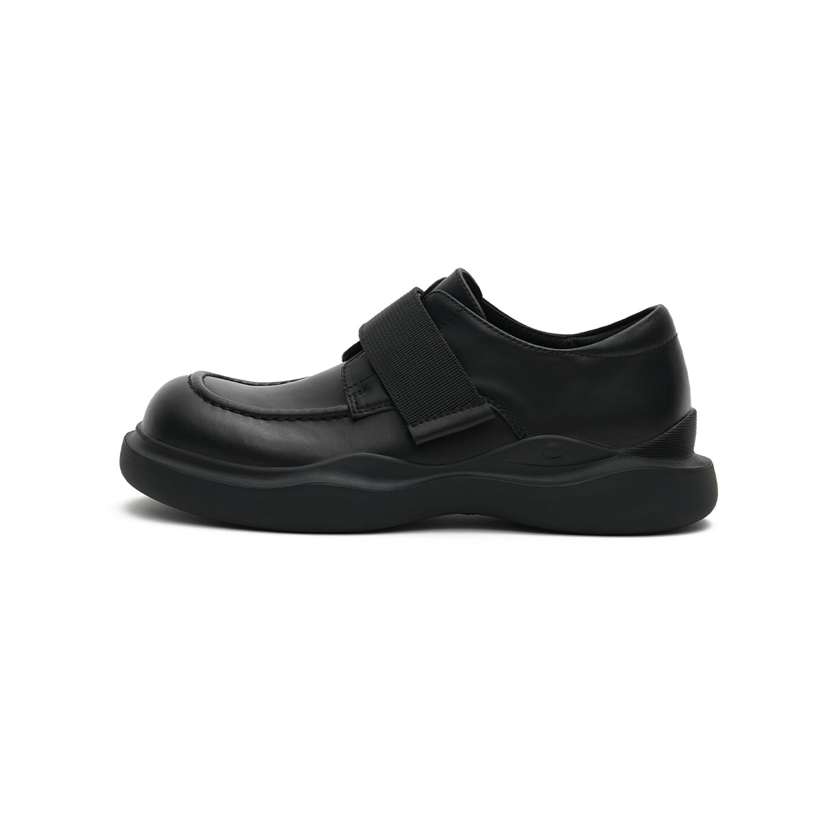 versatile round toe velcro strap platform loafers all black 1
