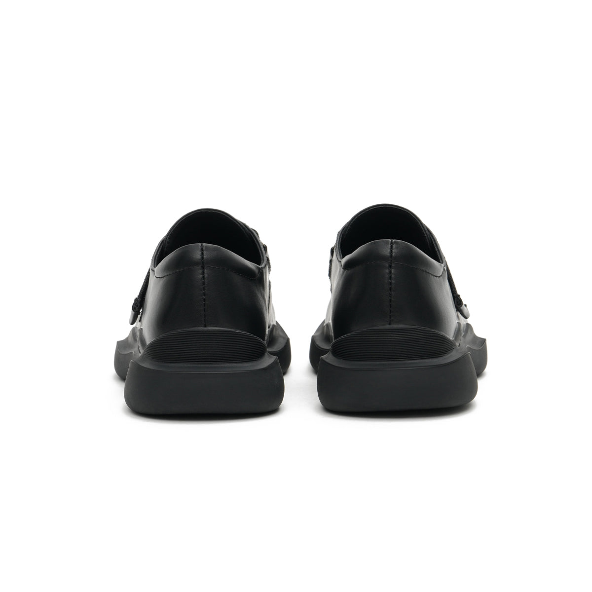 versatile round toe velcro strap platform loafers all black 3