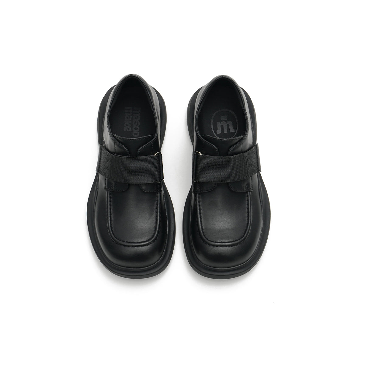 versatile round toe velcro strap platform loafers all black 5