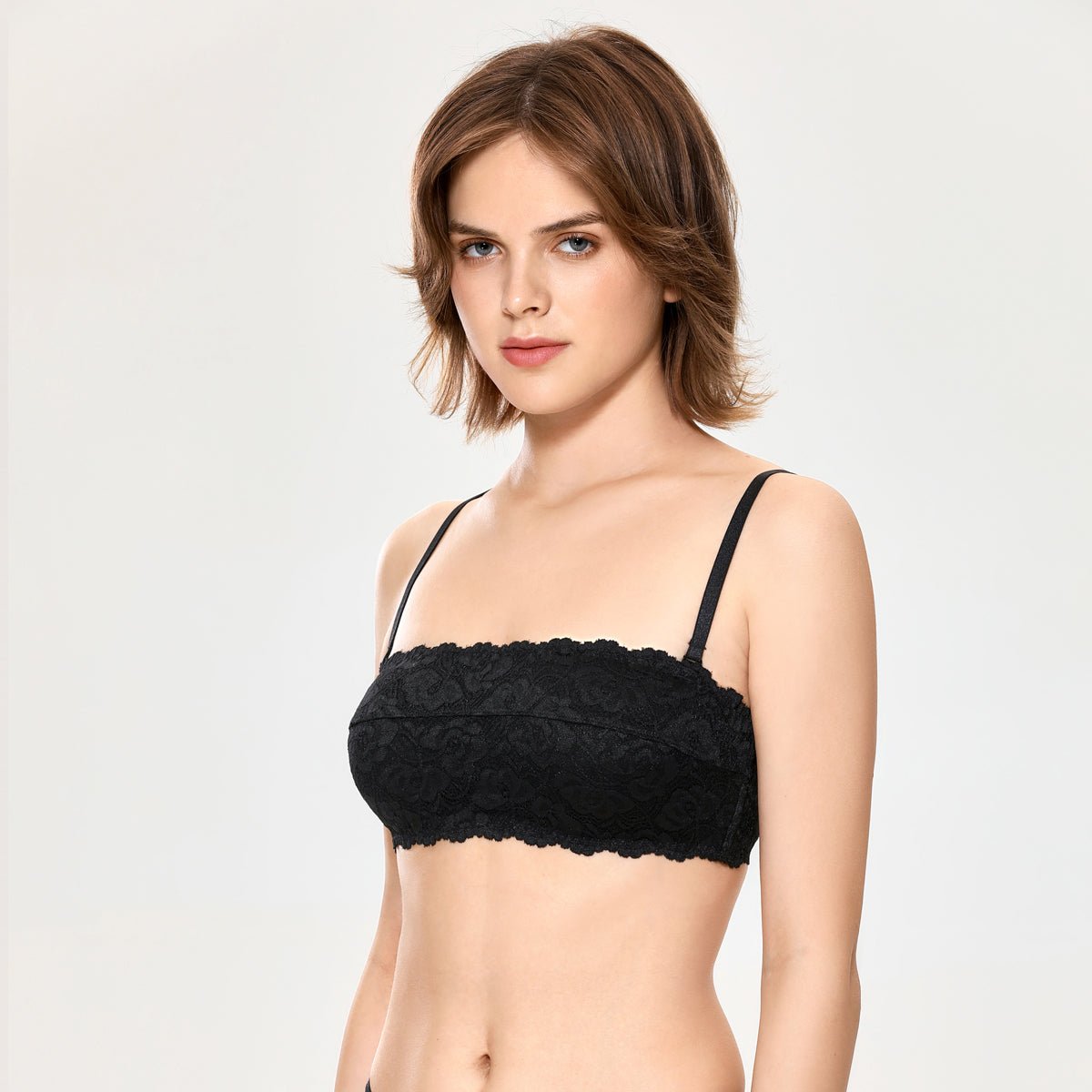Versatile Soft Lace Strapless Padded Wireless Bralette with Back Closure