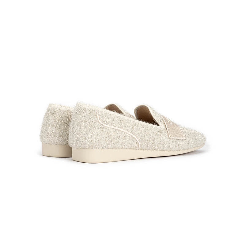 Versatile Soft Sole Slip On Tweed Loafers – Metallic Shimmer Knit Wedge Flats