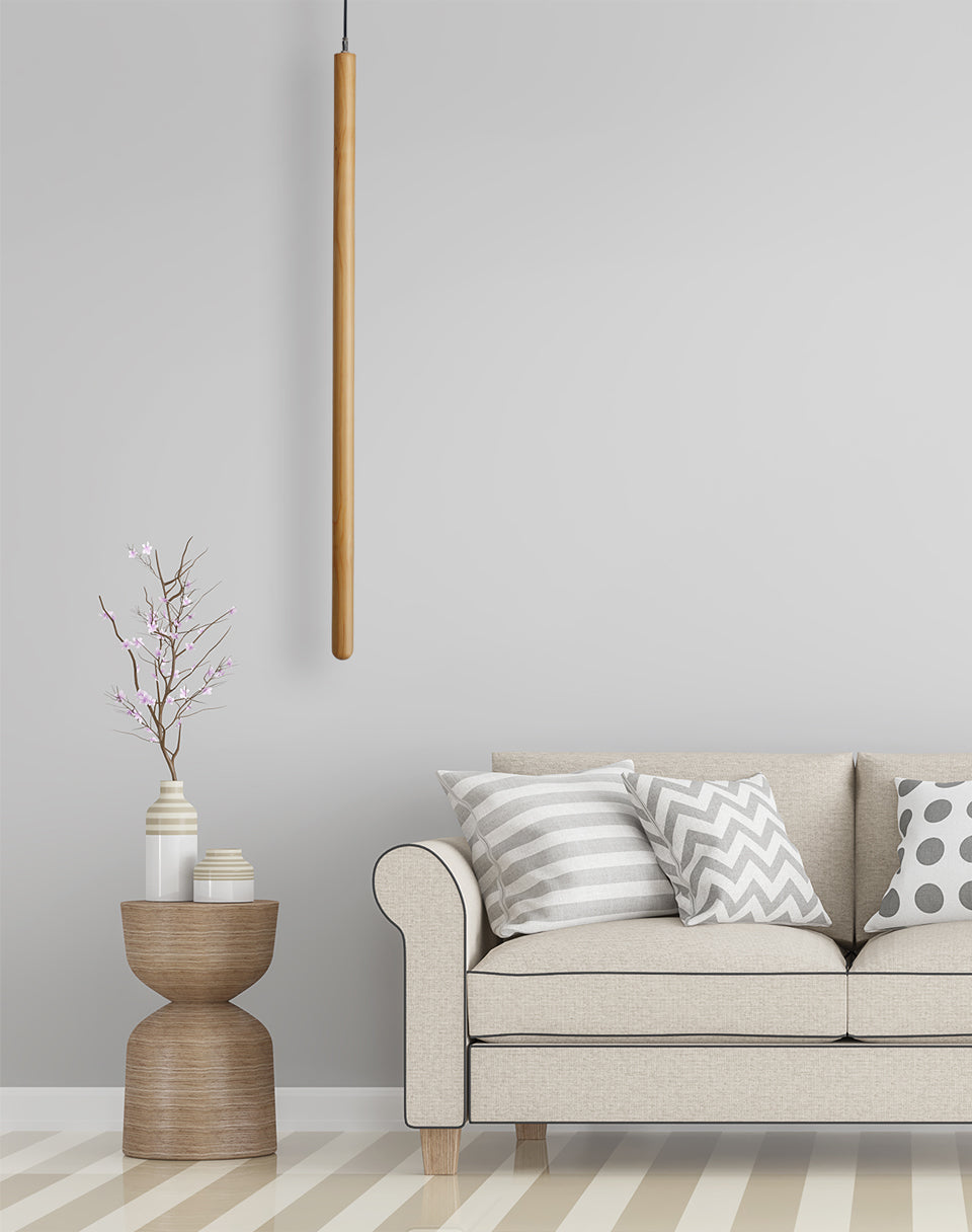 vertical led solid wood bedside sconce light natural 3