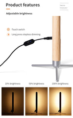 Vertical Wood Eye-Protection Desk Lamp