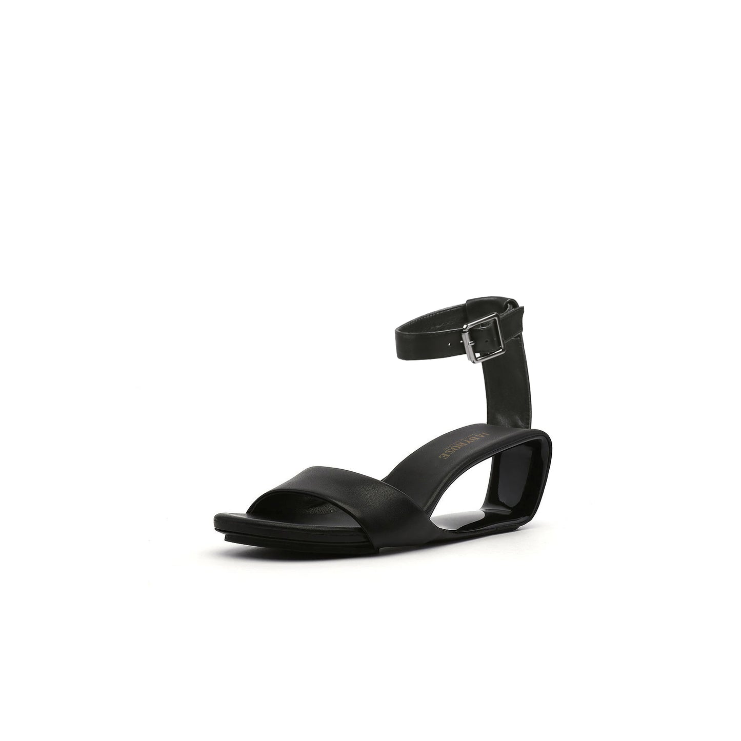 vibrant textured wedge mules with ankle strap all black 2