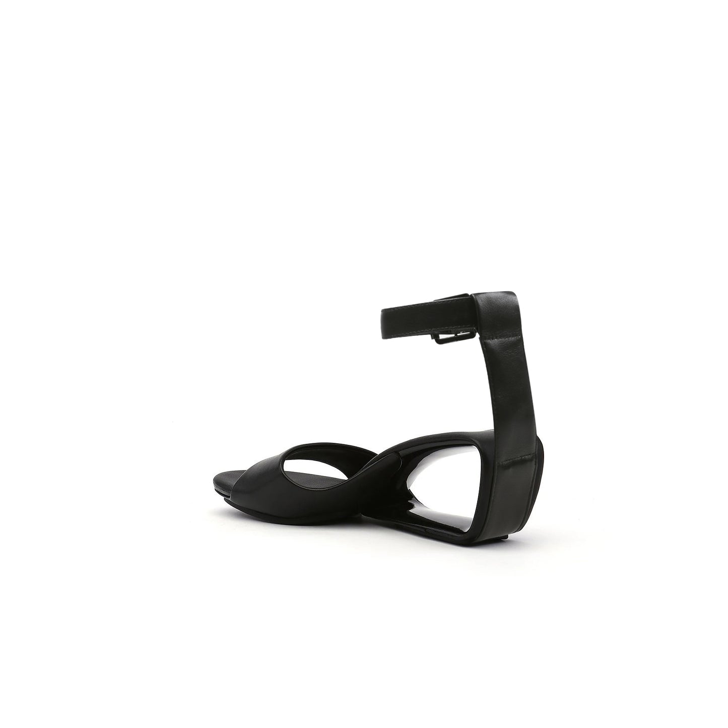 vibrant textured wedge mules with ankle strap all black 4