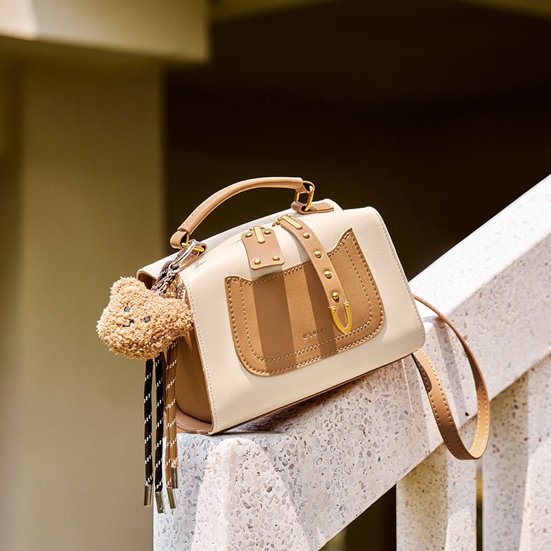 Vienna Contrast Buckle Top Handle Crossbody Bag