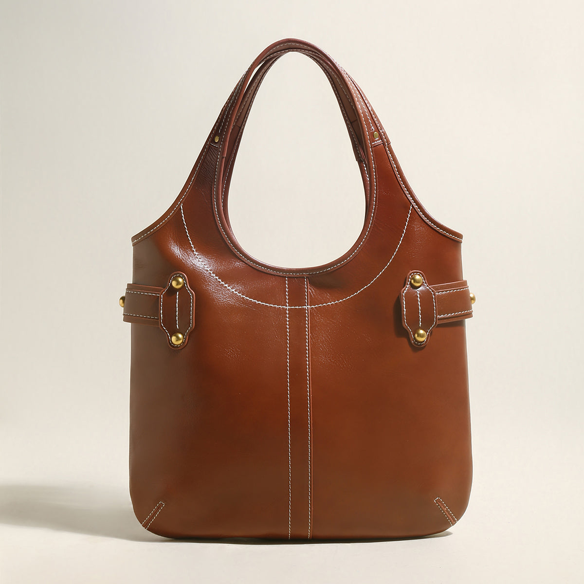 vintage belted leather bag brown 3