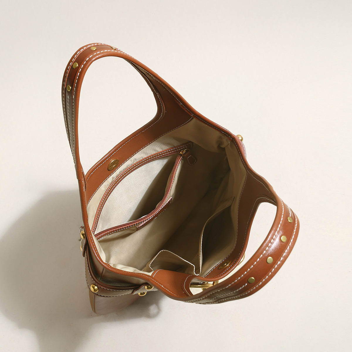 vintage belted leather bag brown 4