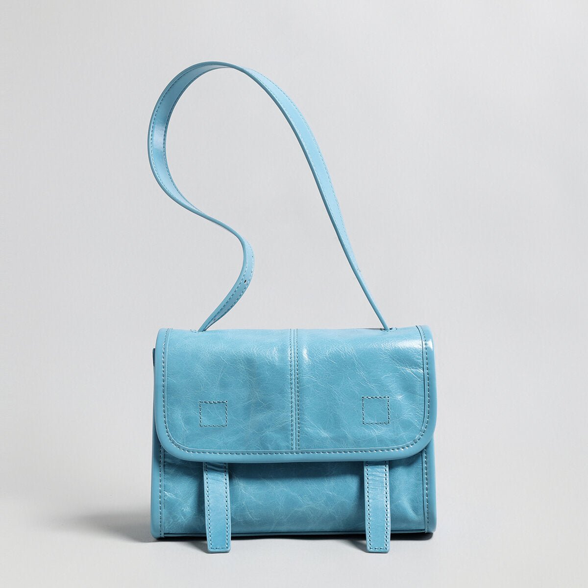 Vintage Glazed Calfskin Messenger Bag – Soft Leather Crossbody with Multi-Pocket Organization