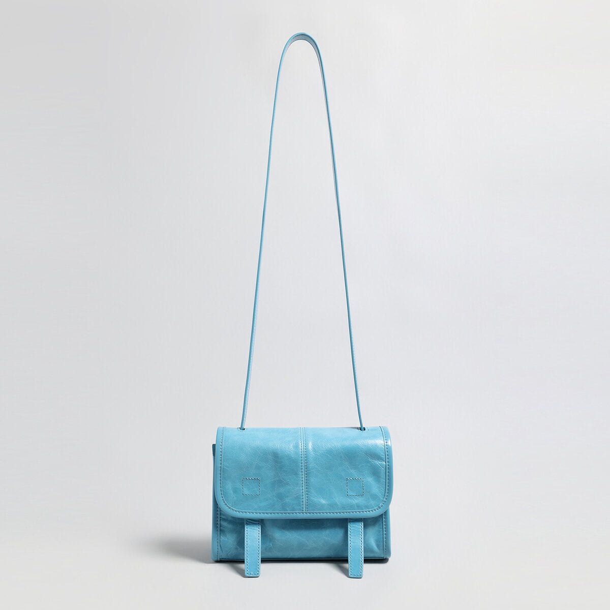 Vintage Glazed Calfskin Messenger Bag – Soft Leather Crossbody with Multi-Pocket Organization