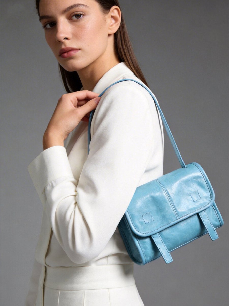 Vintage Glazed Calfskin Messenger Bag – Soft Leather Crossbody with Multi-Pocket Organization