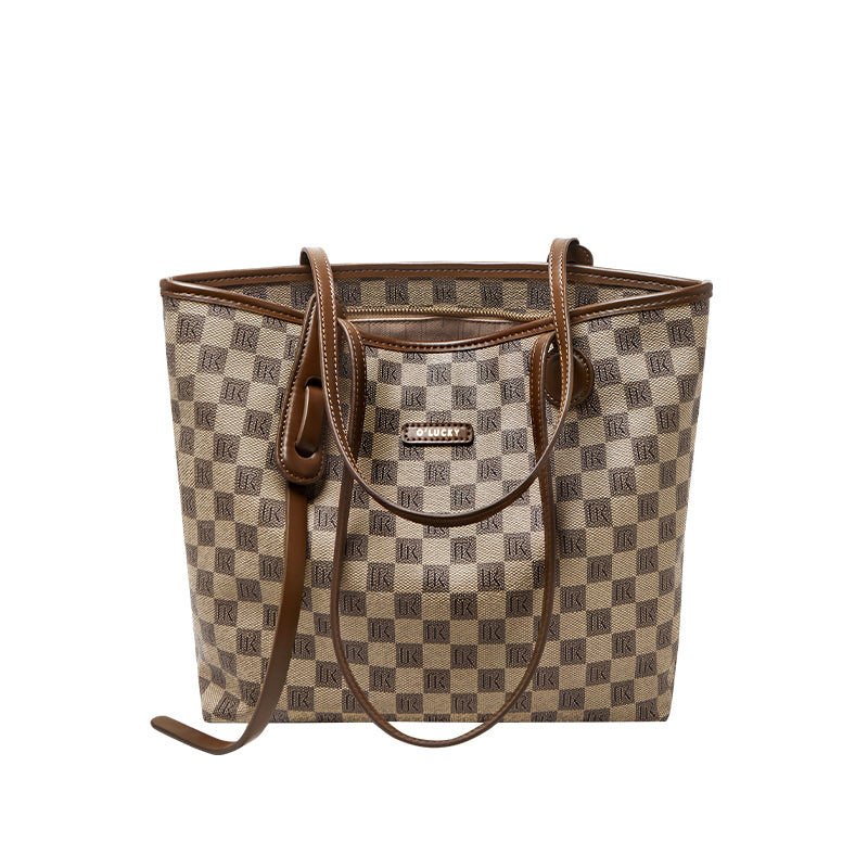 Vintage Checkered Commuter Tote Bag