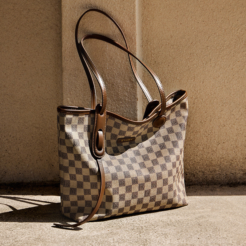 Vintage Checkered Commuter Tote Bag