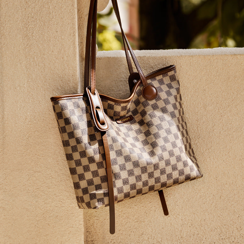 Vintage Checkered Commuter Tote Bag