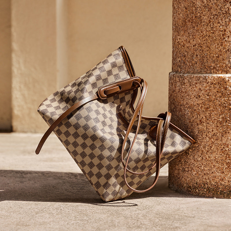 Vintage Checkered Commuter Tote Bag