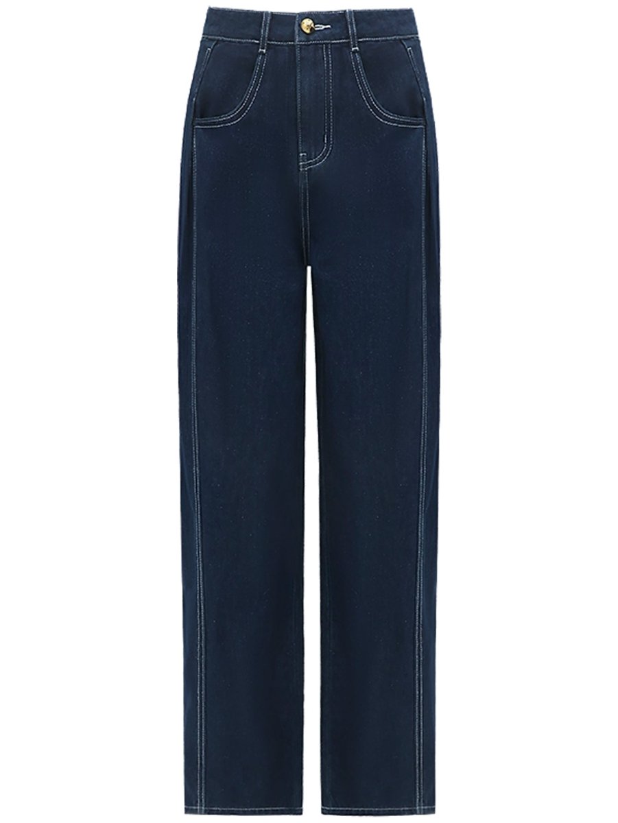 Vintage Dark Blue Straight Cut Jeans - 0cm