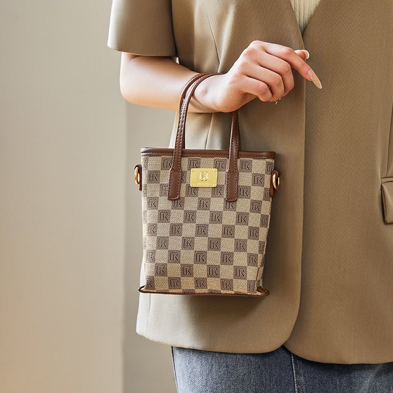 Vintage Khaki Monogram Mini Top Handle Crossbody Bag