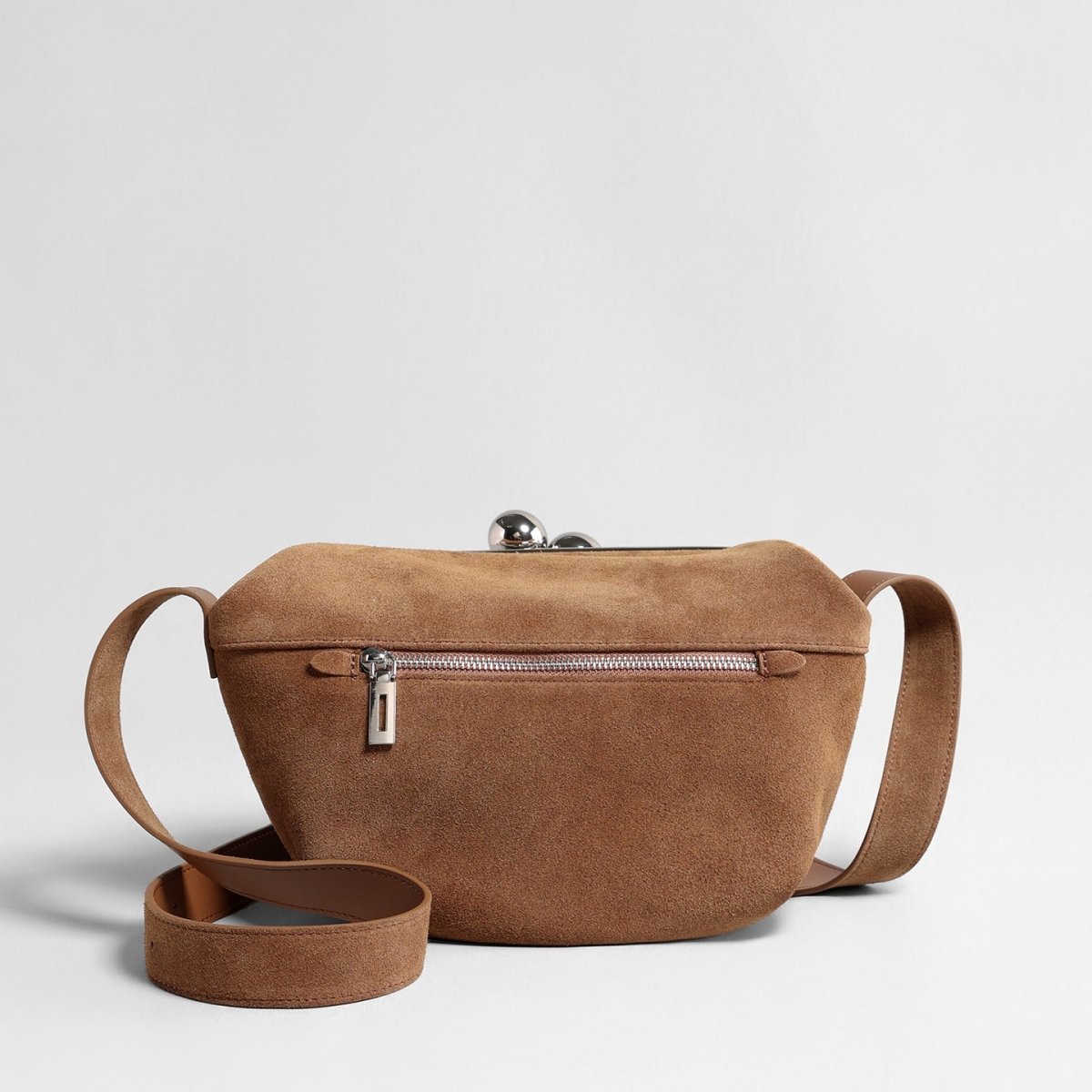 Vintage Kiss-Lock Suede Crescent Bag – Half-Moon Shoulder & Crossbody Bag