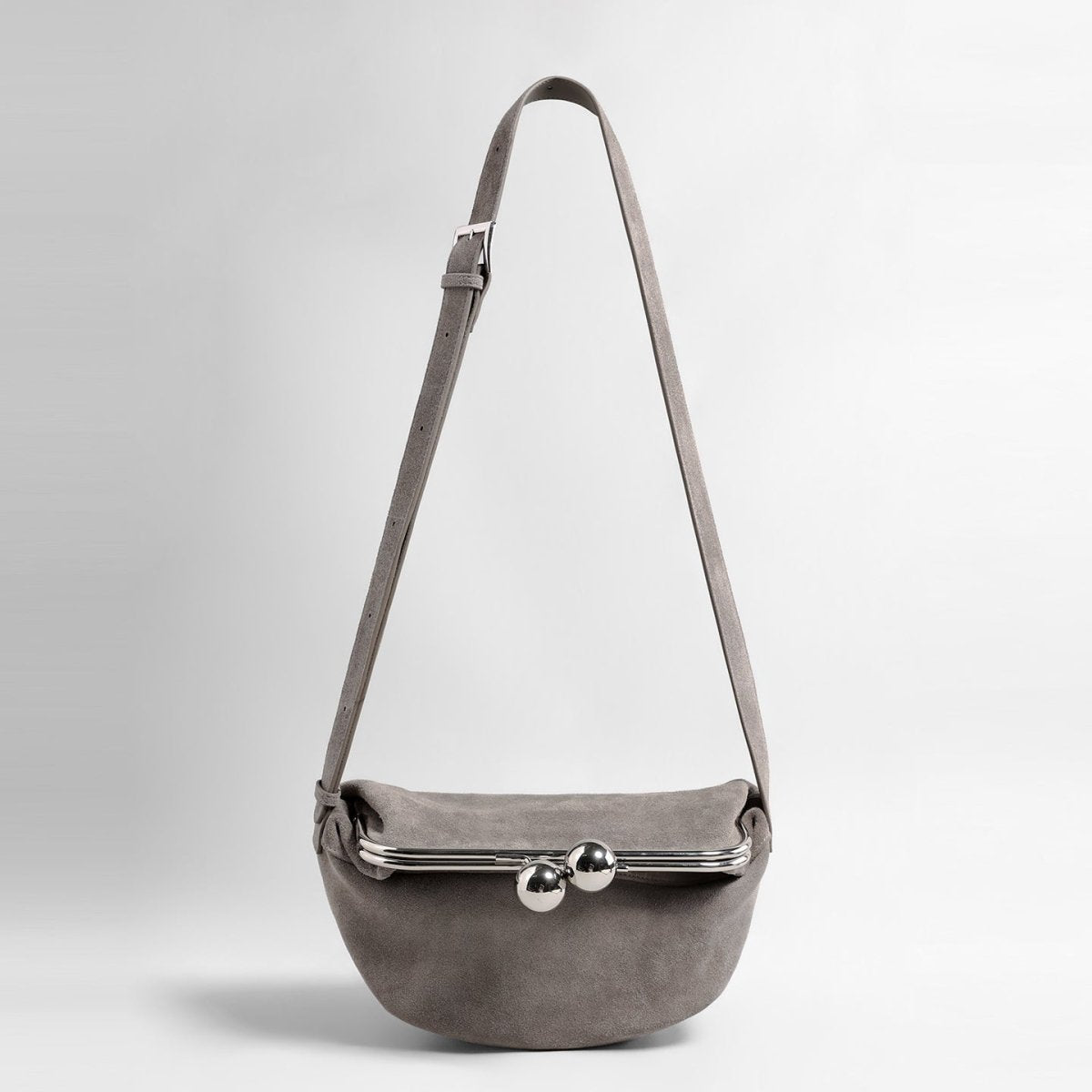 Vintage Kiss-Lock Suede Crescent Bag – Half-Moon Shoulder & Crossbody Bag