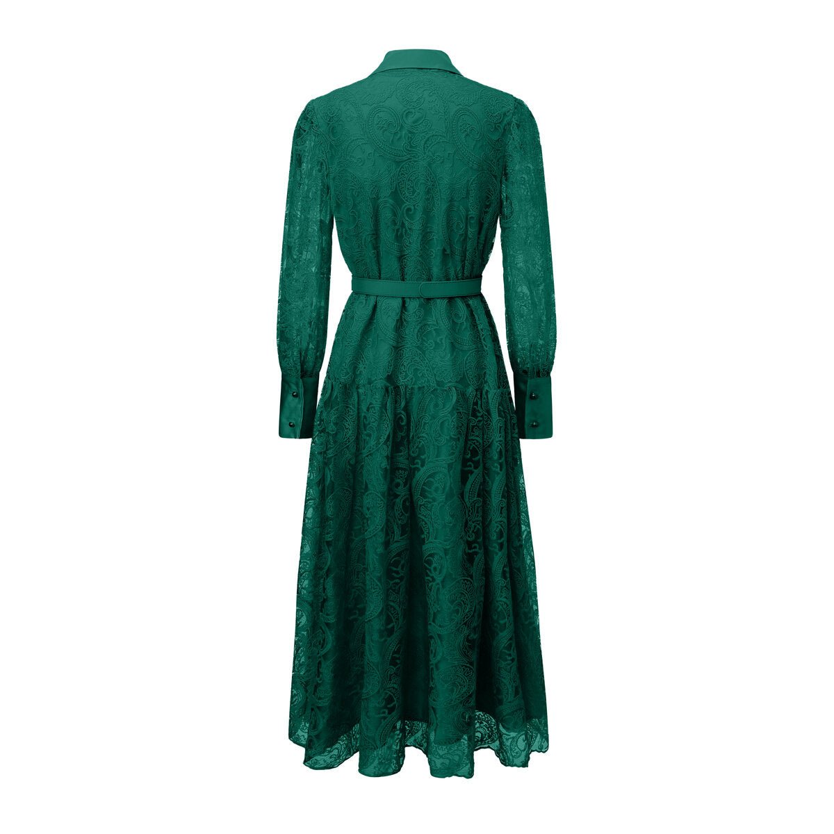 Vintage Lace Belted Shirt Maxi Dress