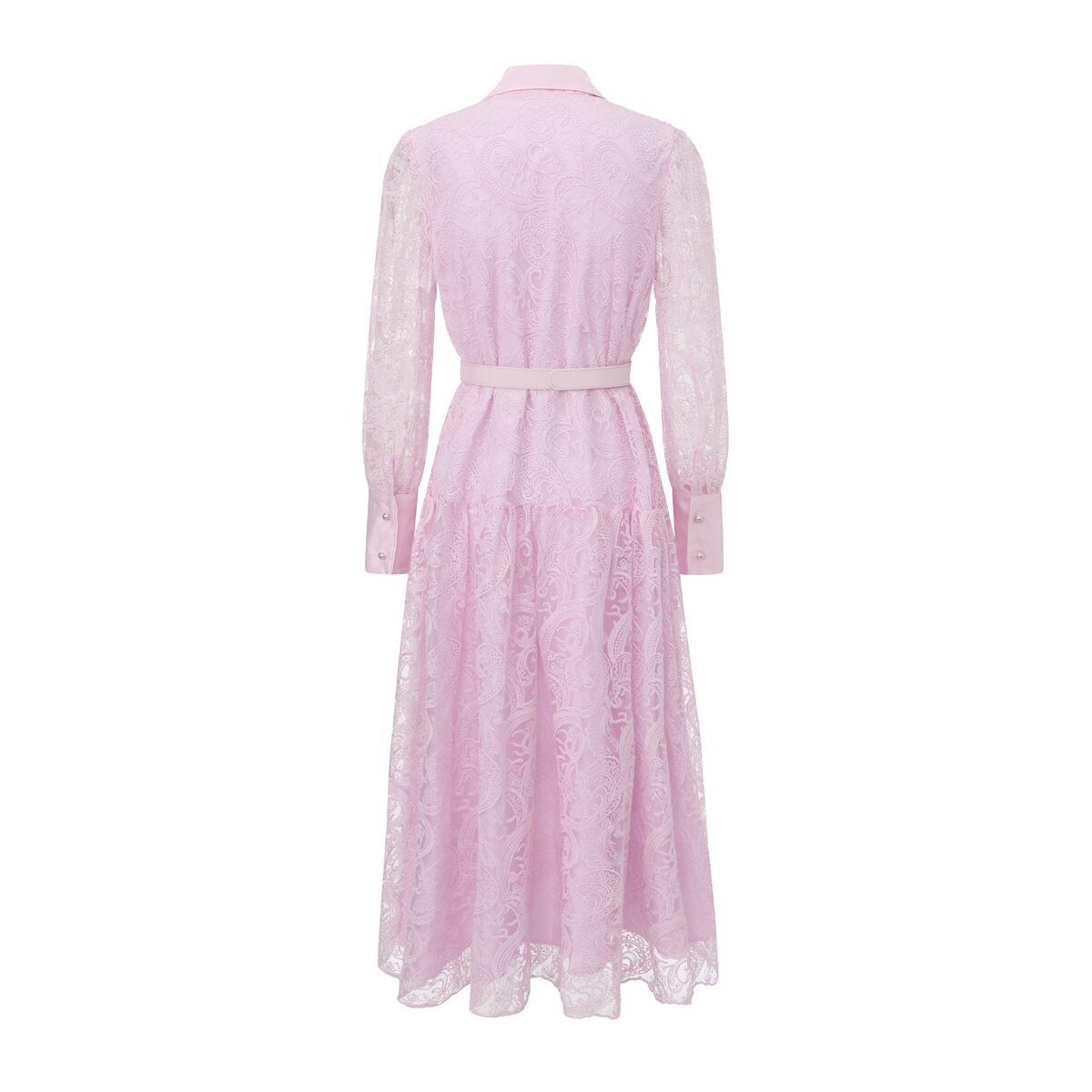 Vintage Lace Belted Shirt Maxi Dress