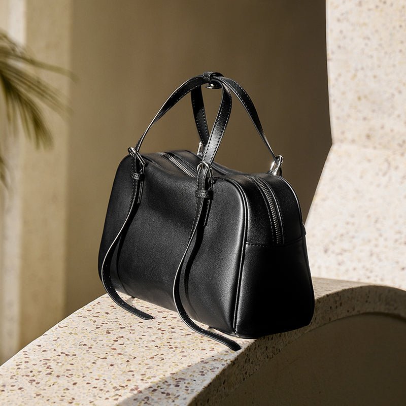 Vintage Leather Bowling Bag
