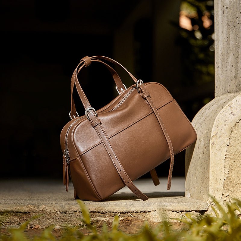 Vintage Leather Bowling Bag