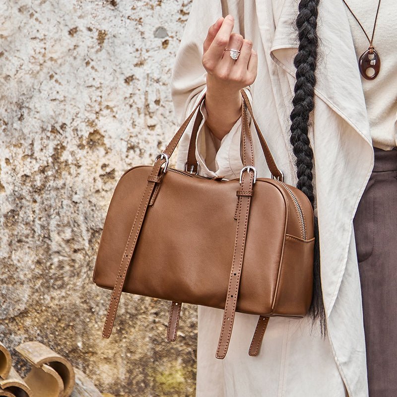 Vintage Leather Bowling Bag