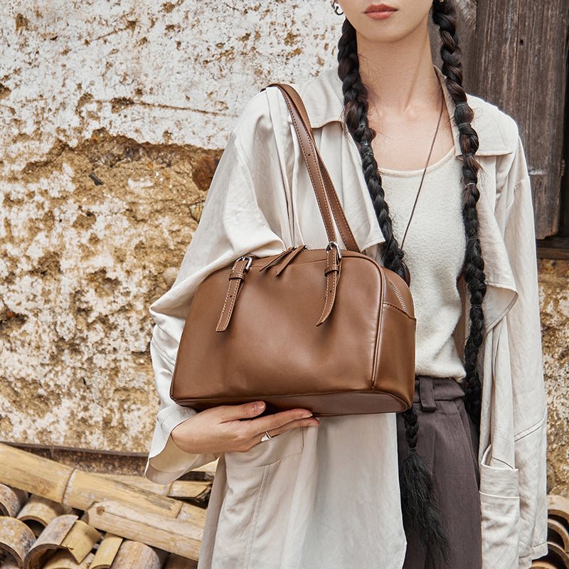 Vintage Leather Bowling Bag