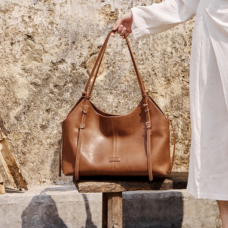 Vintage Leather Large Capacity Commuter Tote Bag