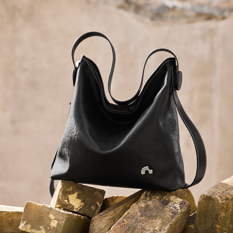 Vintage Leather Slouchy Tote Bag