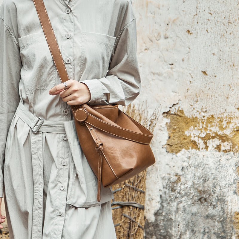Vintage Leather Slouchy Tote Bag