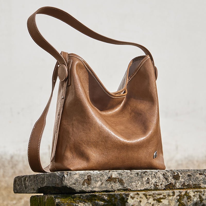 Vintage Leather Slouchy Tote Bag
