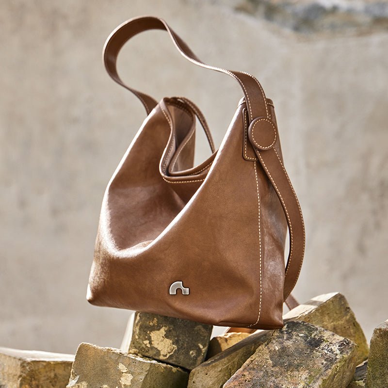 Vintage Leather Slouchy Tote Bag