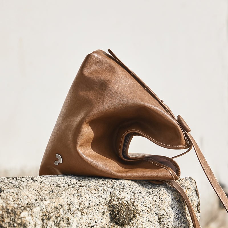 Vintage Leather Slouchy Tote Bag
