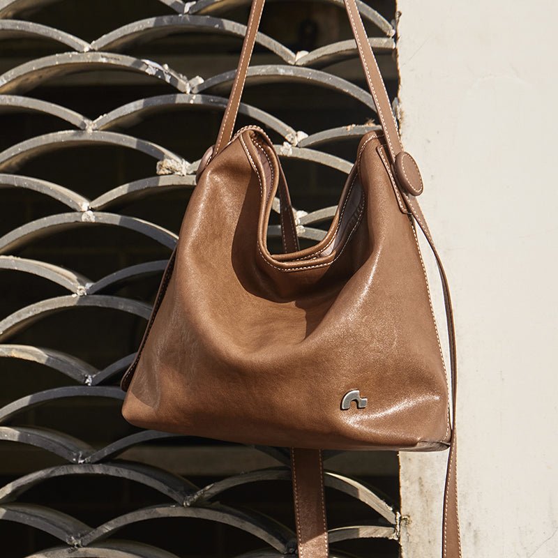 Vintage Leather Slouchy Tote Bag