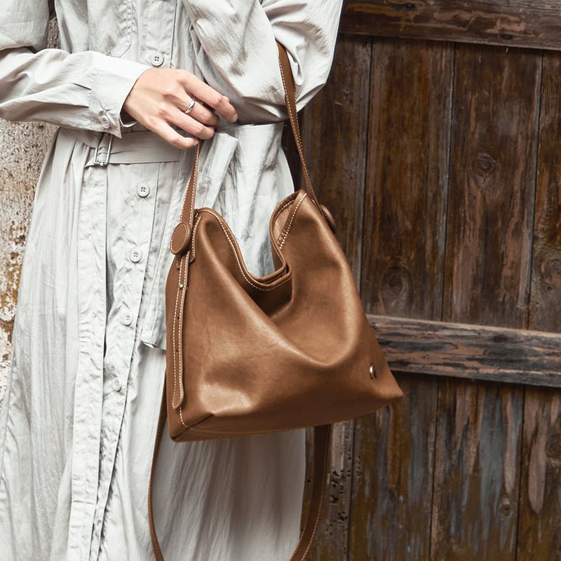 Vintage Leather Slouchy Tote Bag