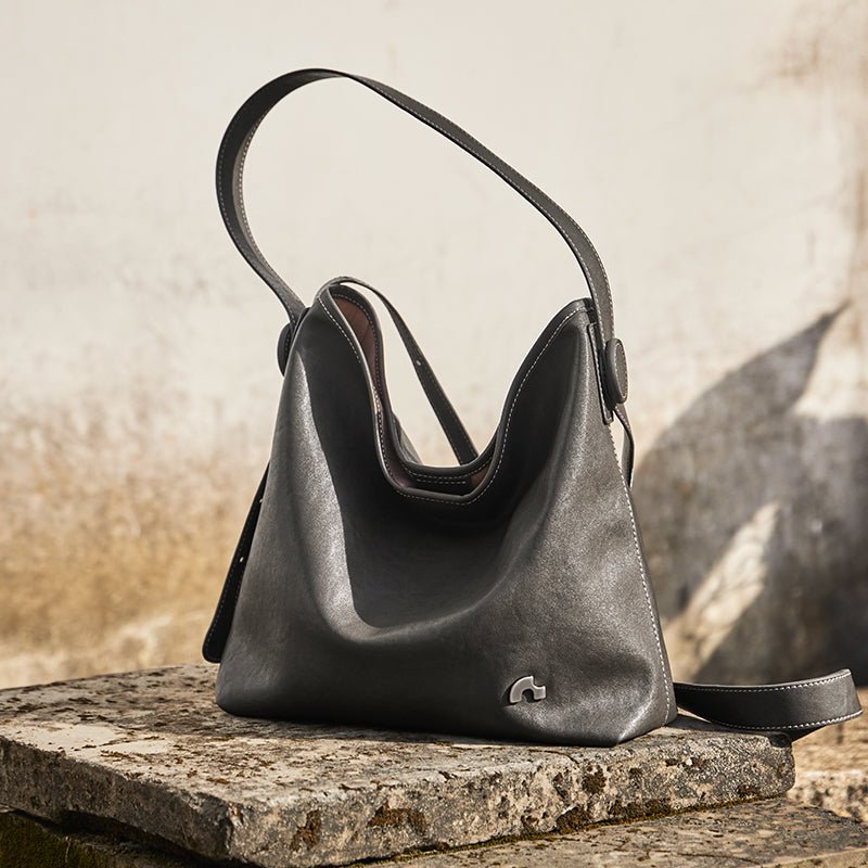 Vintage Leather Slouchy Tote Bag